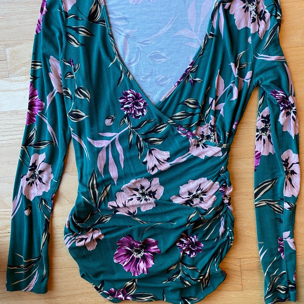 Yumi Kim Womens Belmar Maternity Top Green Floral Size Small